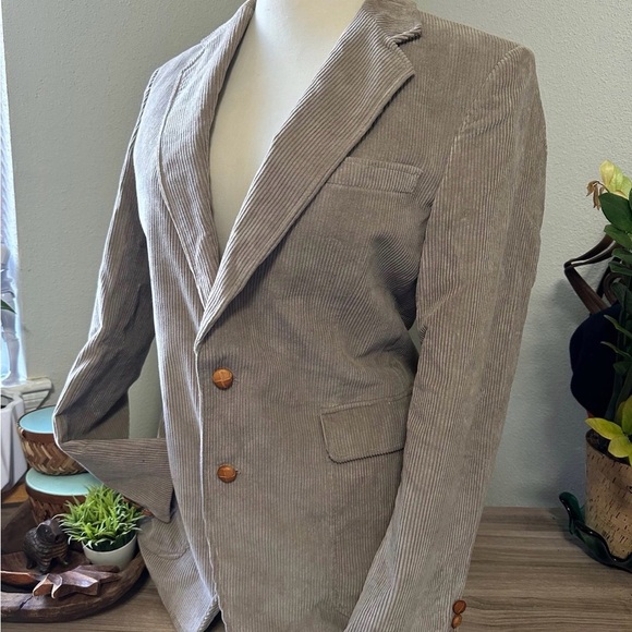 Jordache Vintage Corduroy Tan Blazer Two Button Sport Coat, 40R Preppy Academia - Picture 12 of 12